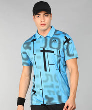 Load image into Gallery viewer, Men Printed Polo Neck Blue T-Shirt
